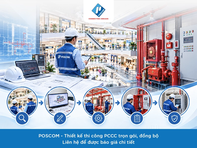 poscom đơn vị thi công pccc